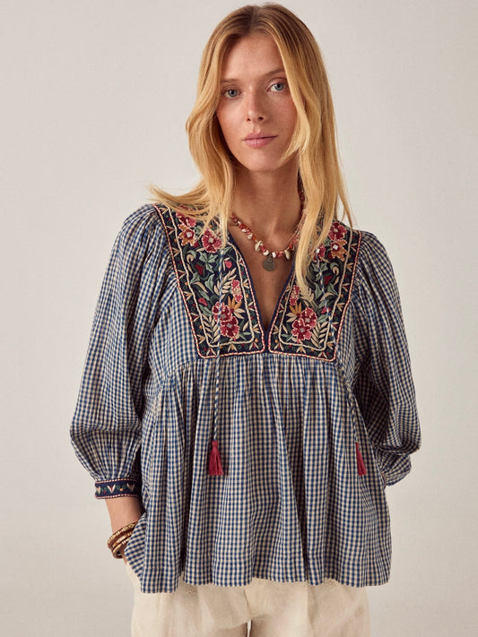 Maison Hotel April Blouse-Bleu Picnic