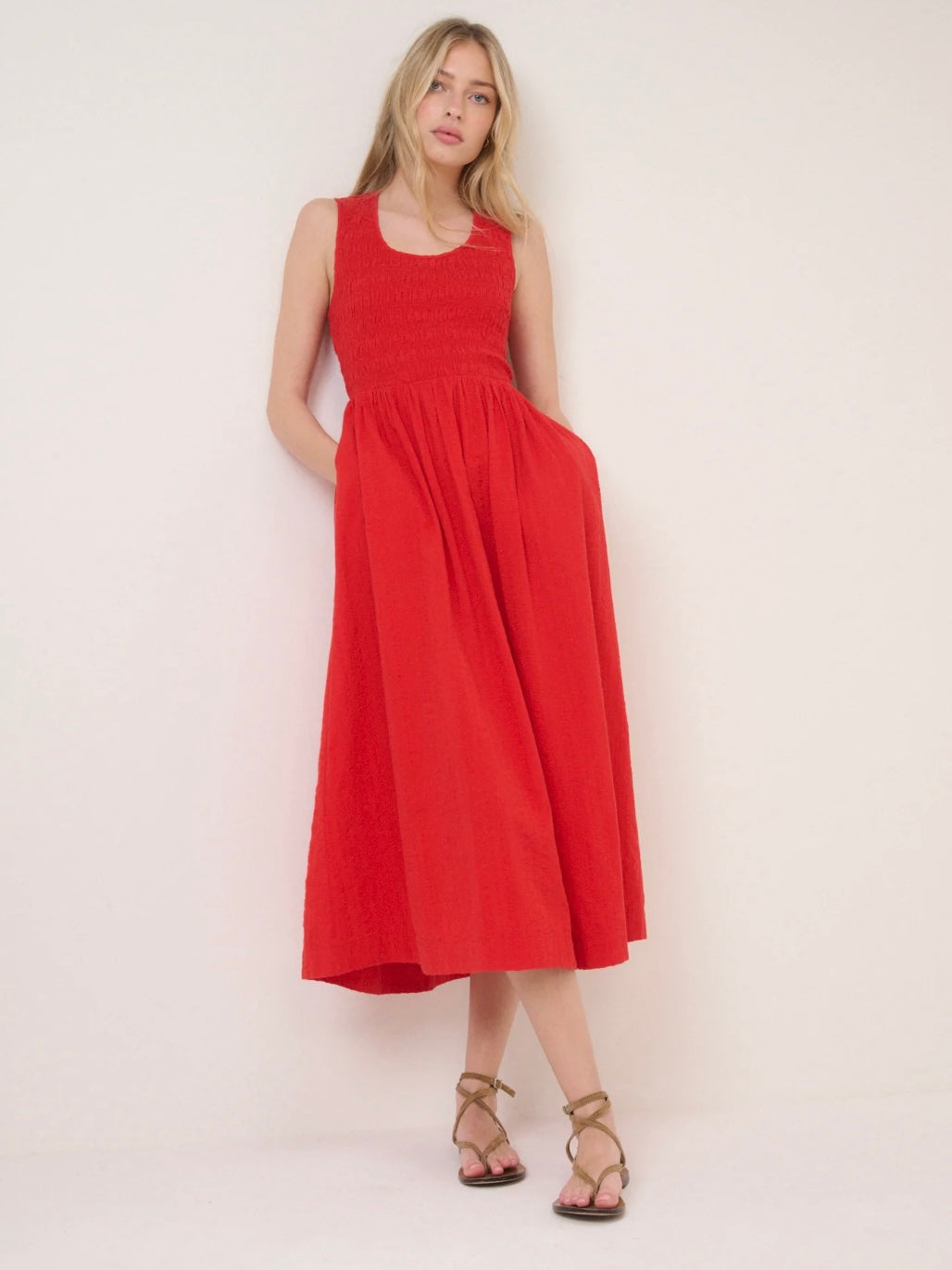 Nobody's Child Kinsley Red Sleeveless Midi Dress