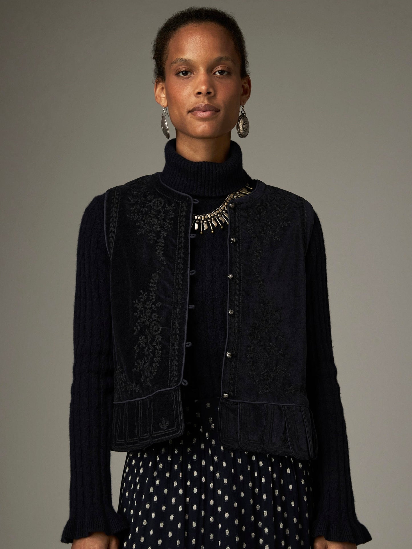 Maison Hotel Bob Velvet Vest- Vinton Blue