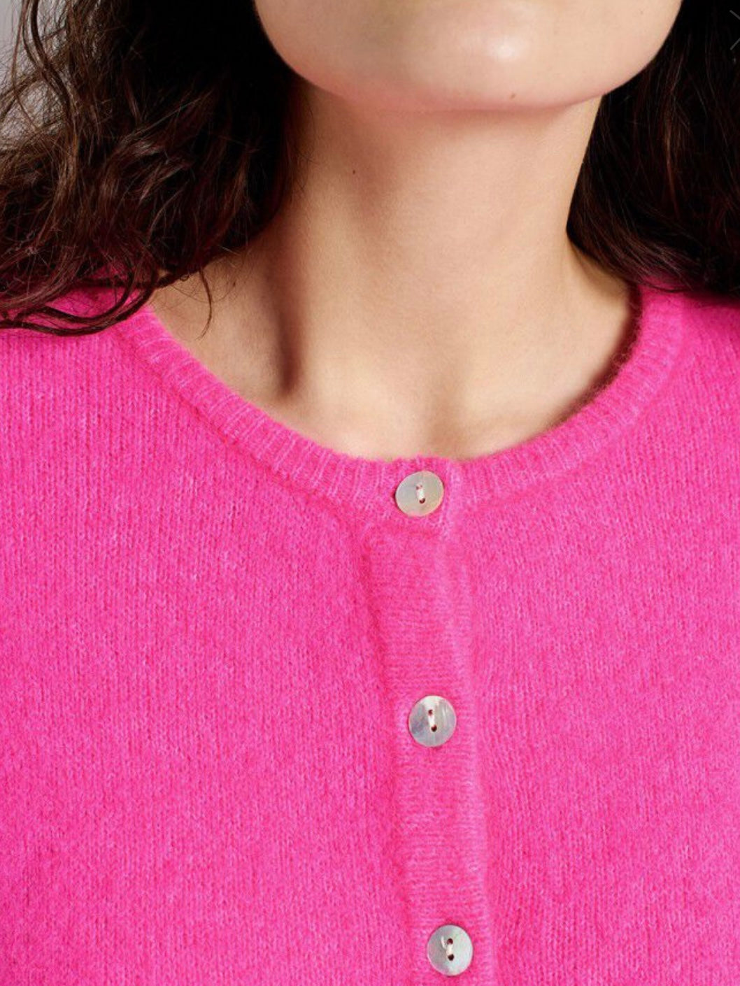 American Vintage Vitow Cardigan-Neon Pink Melange