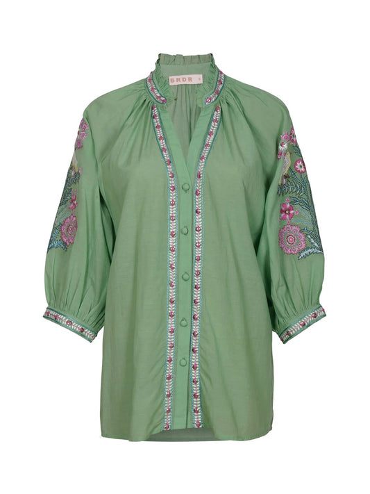 BRDR Tiara Blouse-Green Apple
