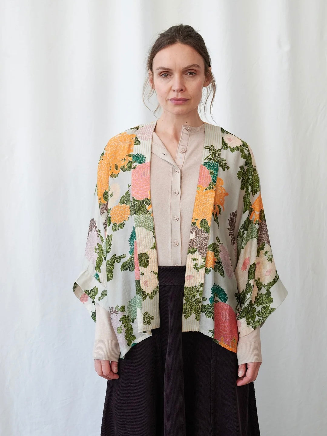 One Hundred Stars Jacquard Putty Kimono