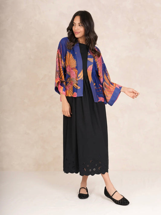 One Hundred Stars Crane Cobalt Kimono