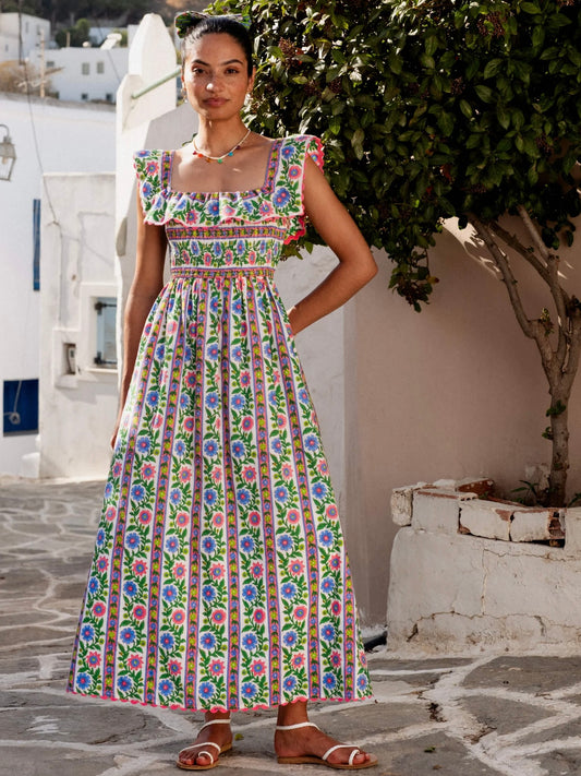 Pink City Prints Folk Border Carrie Dress