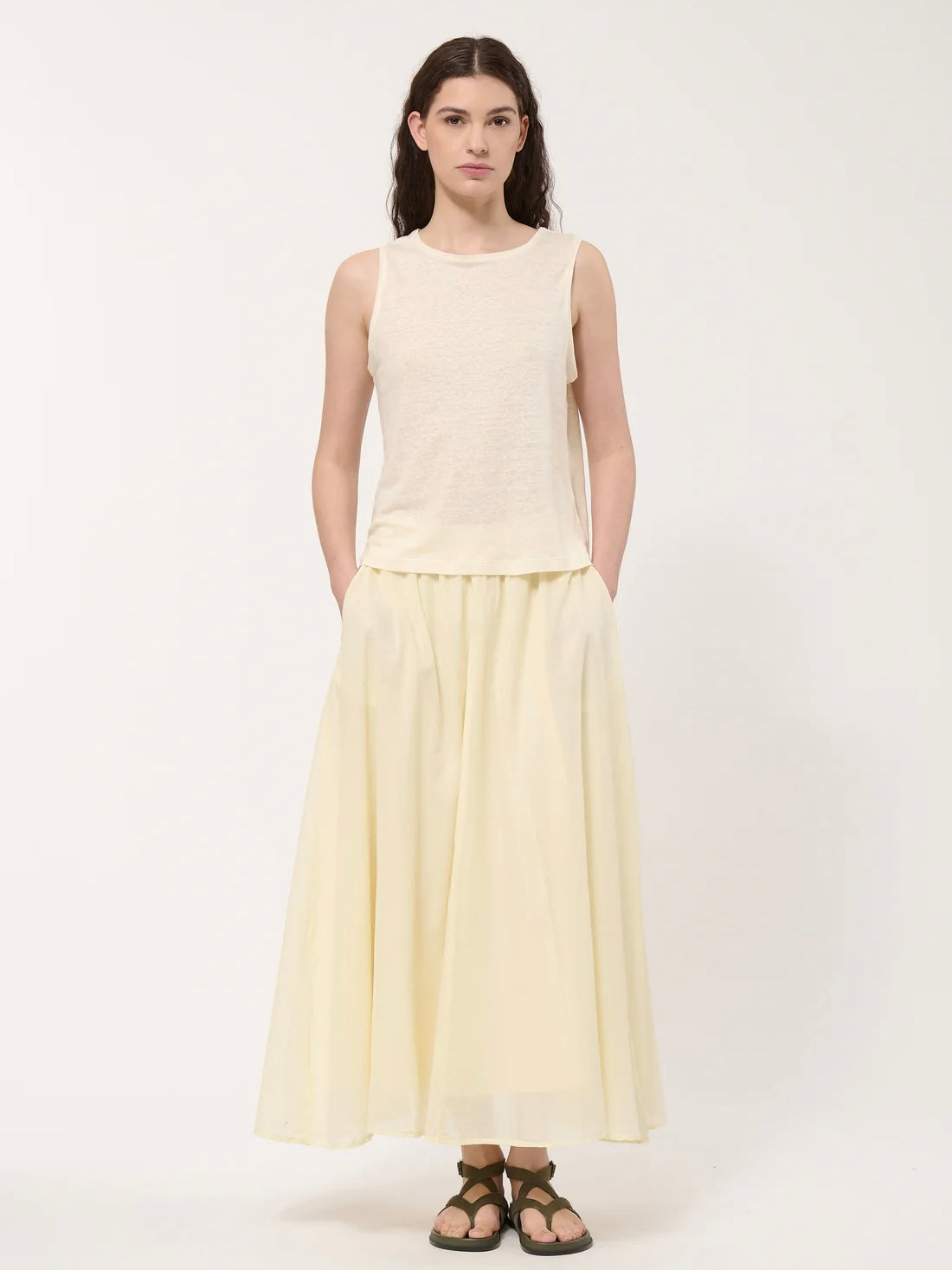 Humility Cream Linen Sleeveless Top