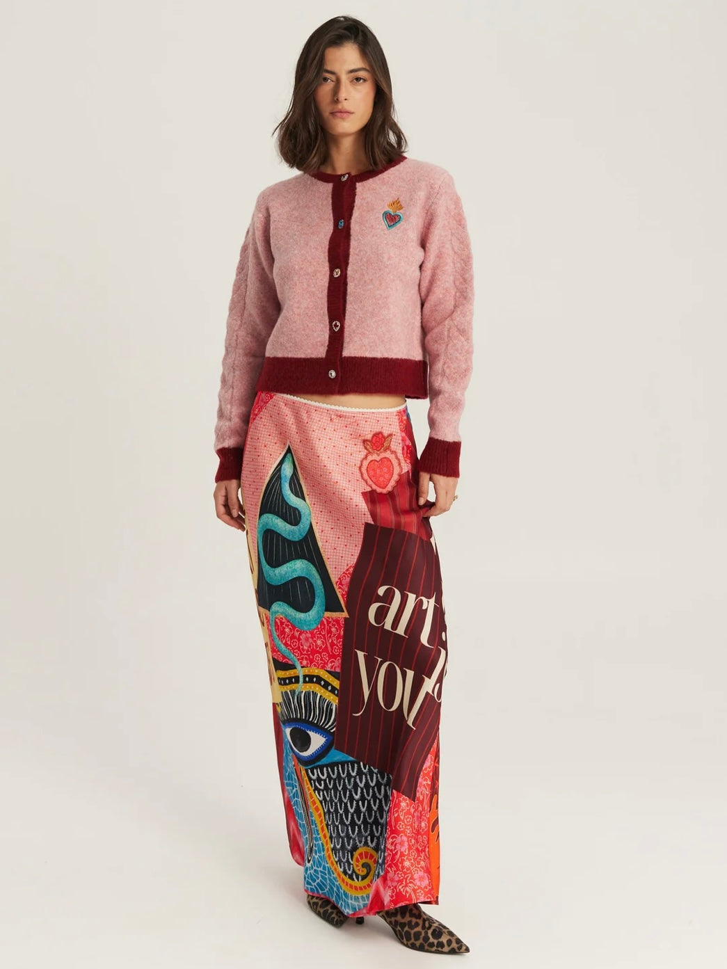 Me369 Sofi Cable Knit Cardigan-Pink