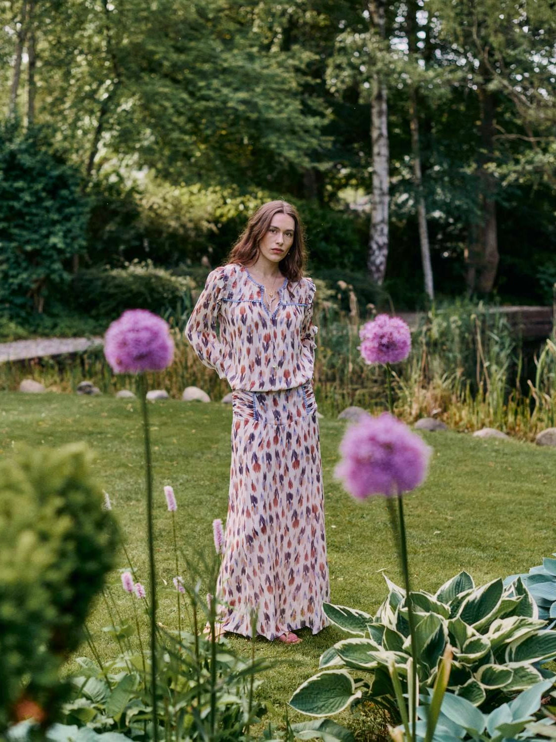 Moliin Rie Maxi Skirt-Hydrangea