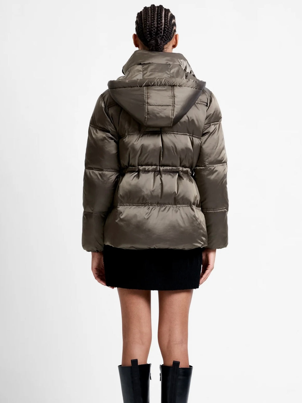 French Connection Kendra Hooded Puffer Jacket-Khaki
