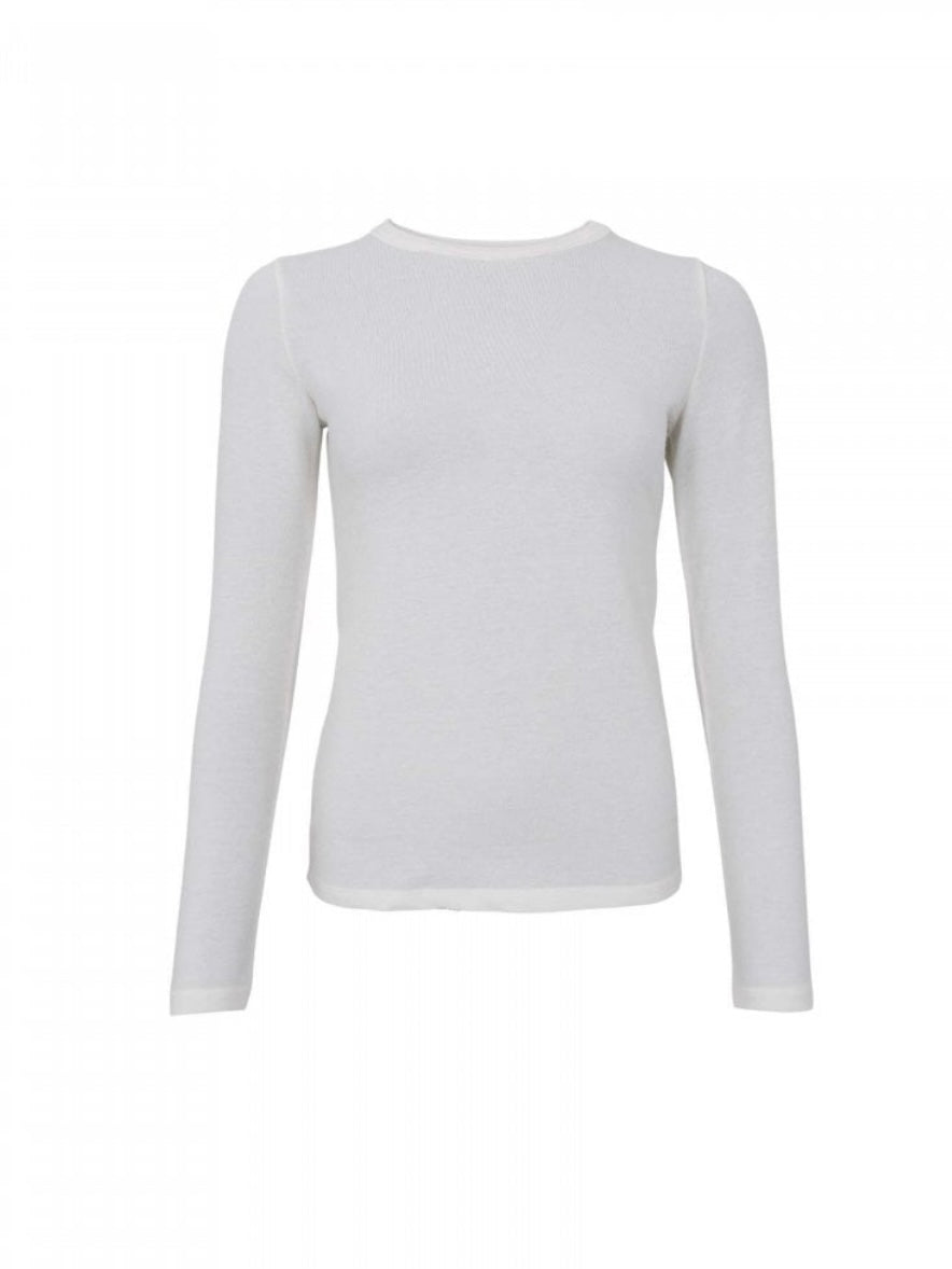 Black Colour Faye Long Sleeve Lurex Top-Off-White