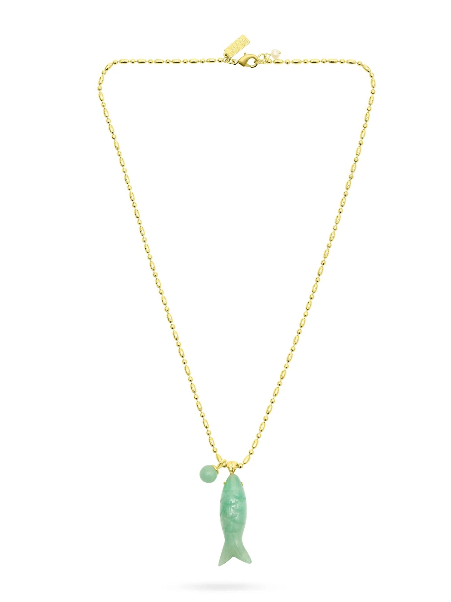 Talis Chains Happy Fish Necklace-Green Jade
