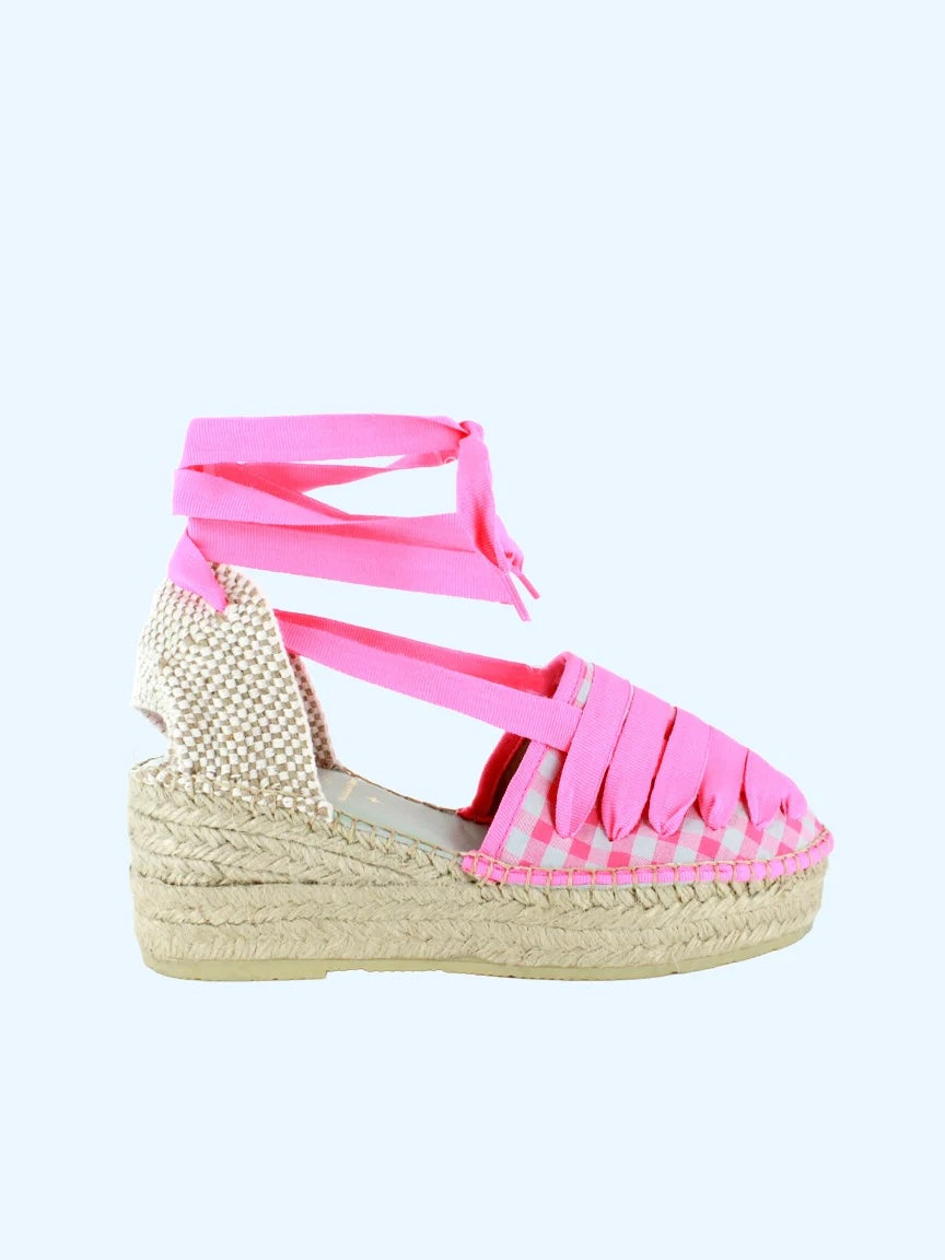 Star Love Aquila Fuchsia Check Medium Wedge Esperdrilles