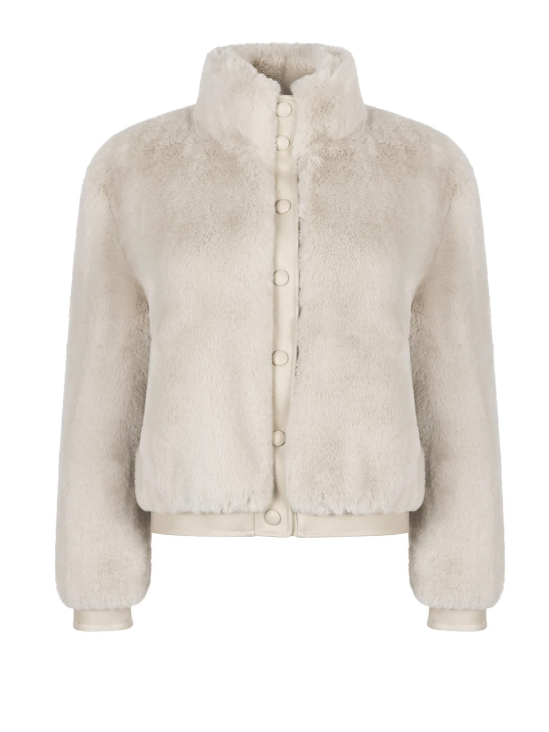 Issy London Jolie Neutral Faux Fur Bomber Jacket