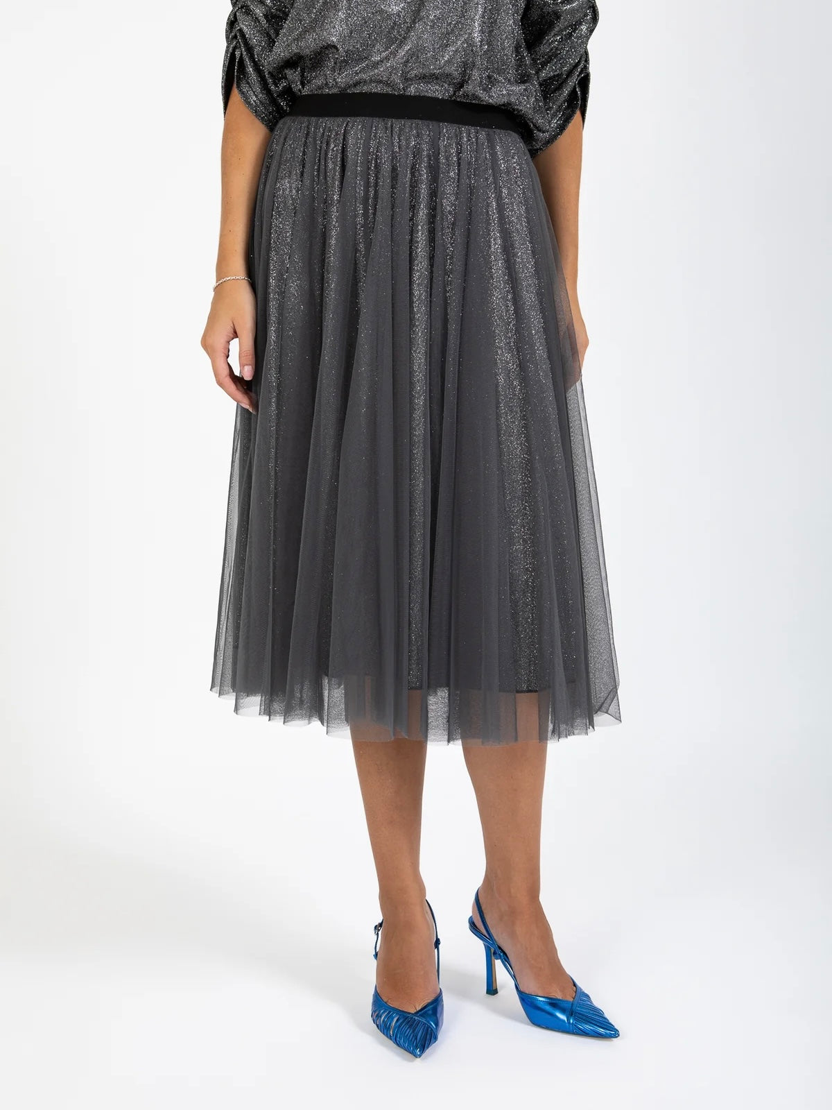 Midi Skirt Net Fabric Skirt Tulle Glitter Net Skirt Glitter Tulle