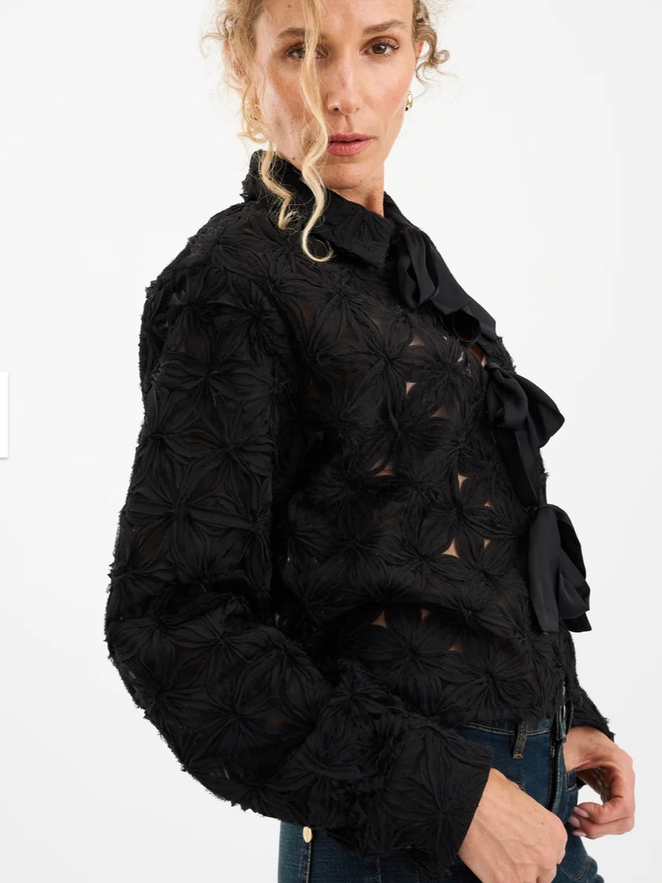 Pieszak Lexie 3D Chiffon Tie Jacket-Black