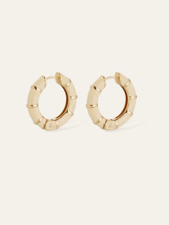 Gas Bijoux Bambou Enamel Hoop Earrings