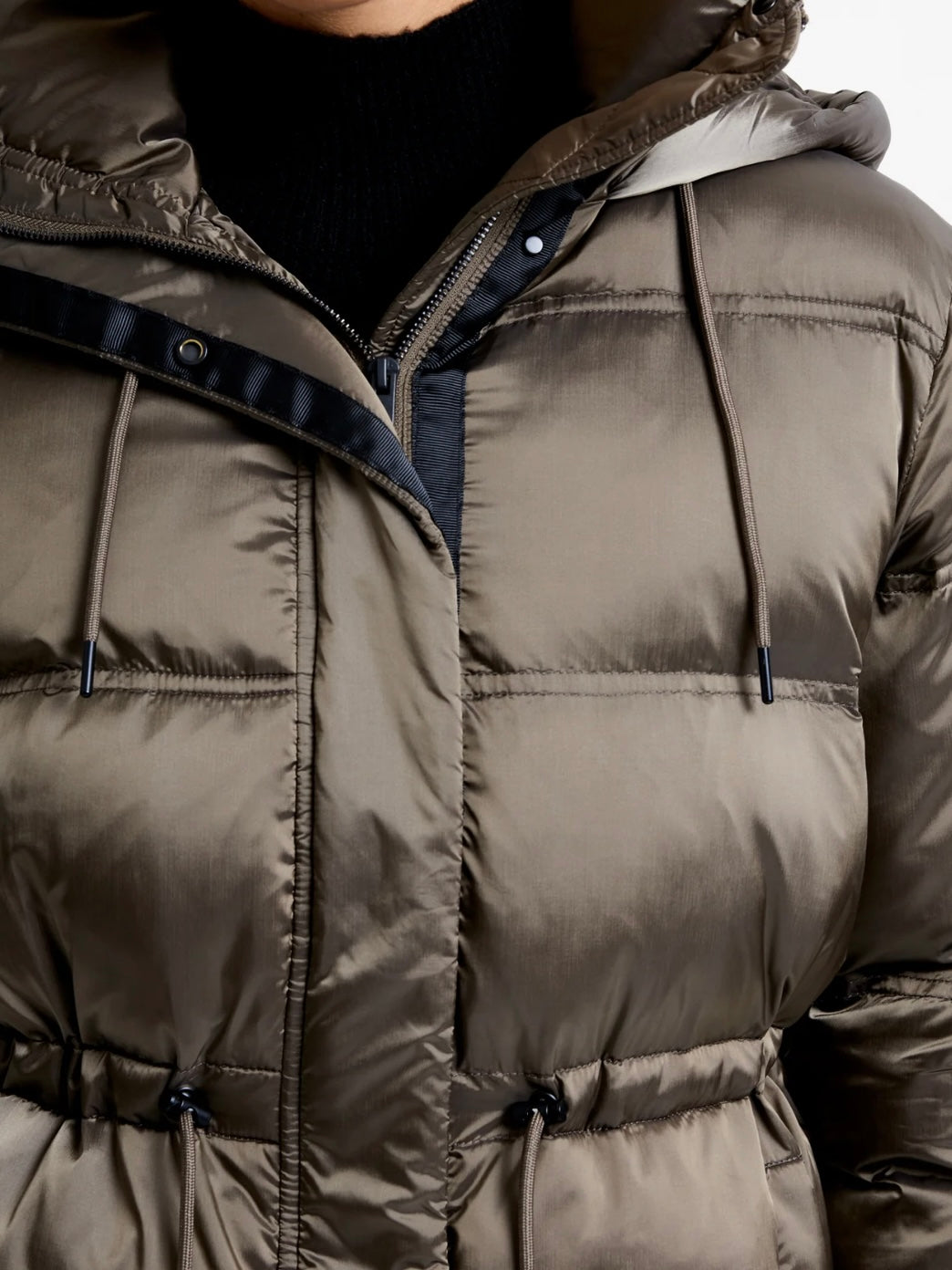 French Connection Kendra Hooded Puffer Jacket-Khaki