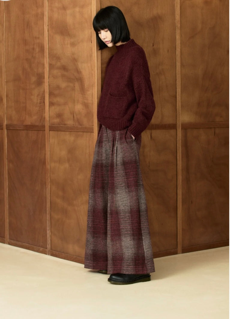 Humility Kohiro Checked BurgundyTrousers
