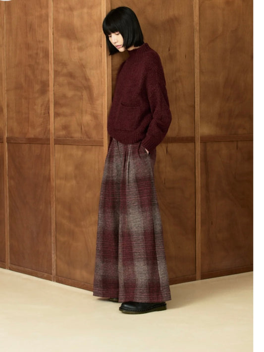 Humility Kohiro Checked BurgundyTrousers