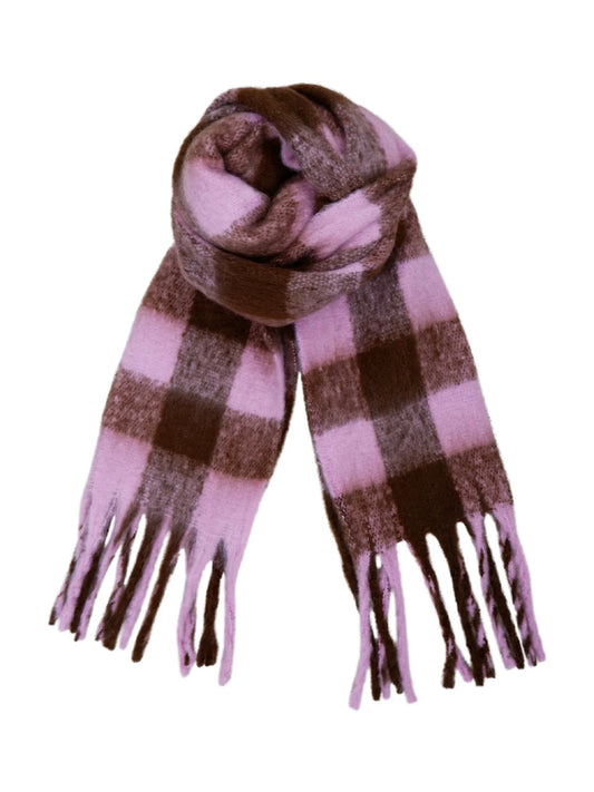 Black Colour North Soft Winter Scarf-Pink/Mocca