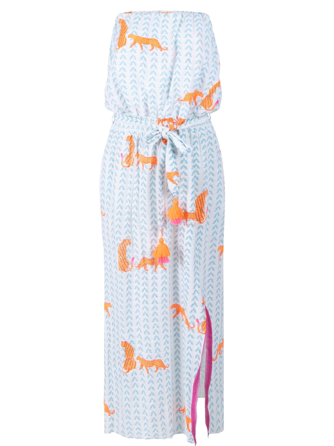 Place du Soleil Strapless Tiger Print Dress