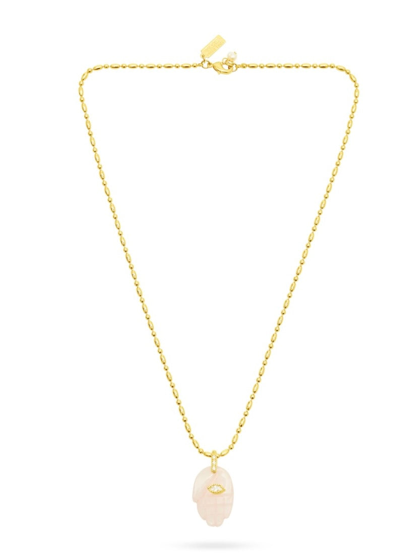 Talis Chains Protective Hand Pendant Rose Quartz