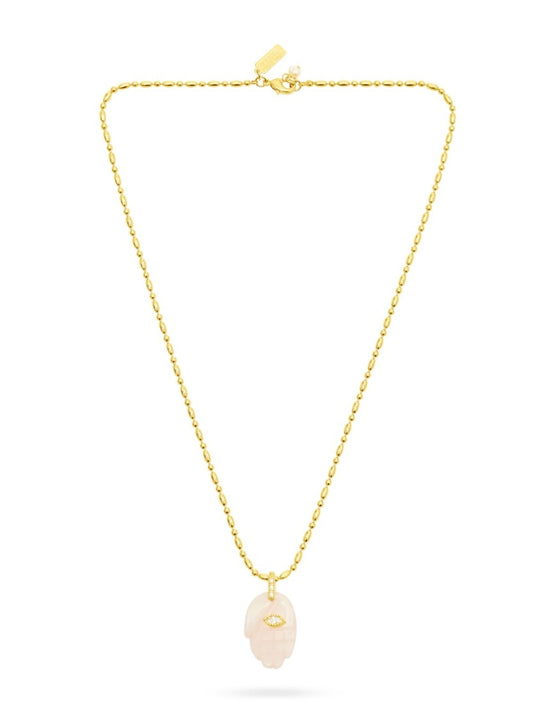 Talis Chains Protective Hand Pendant Rose Quartz