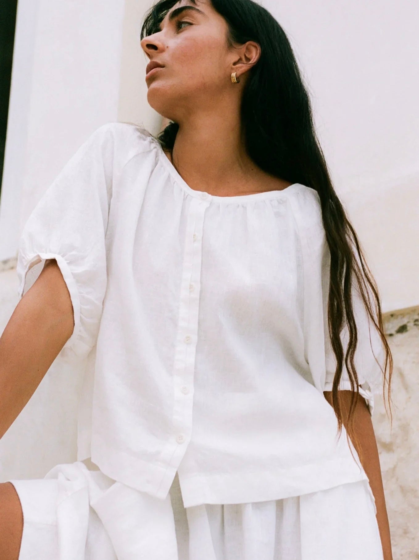 Lilly Pilly Pia Linen Top-Ivory