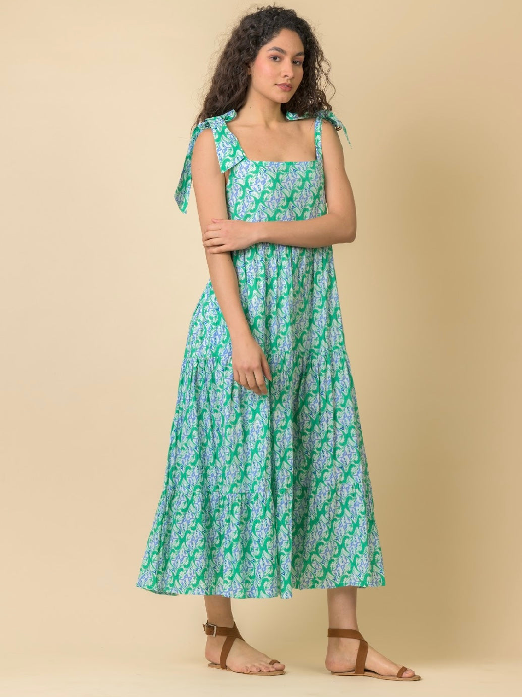 Handprint Dream Apparel Capri Dress-Carnation Green
