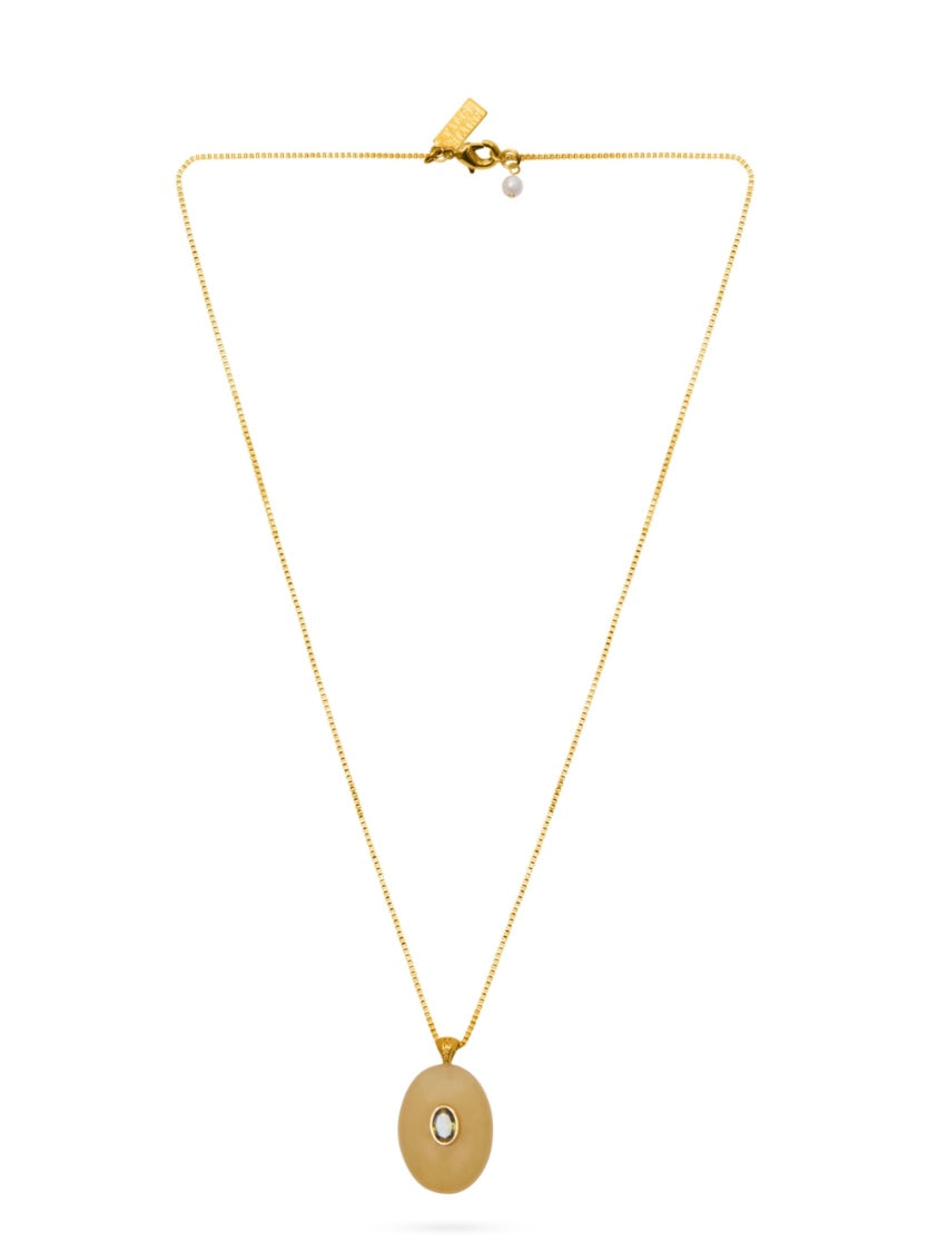 Talis Chains Oval Stone Pendant Necklace-Green Jade