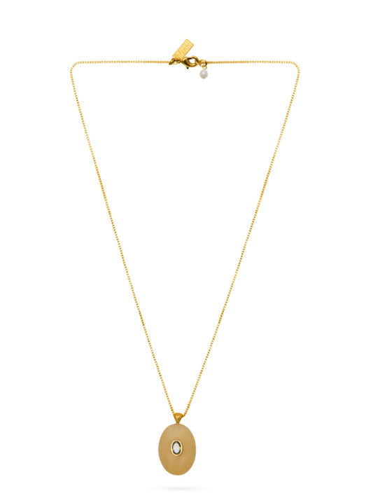 Talis Chains Oval Stone Pendant Necklace-Green Jade