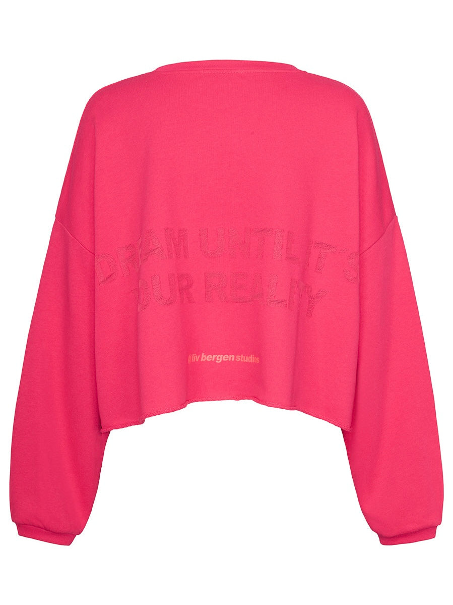 Liv Bergen Cropped Sweatshirt-Bright Rose