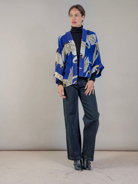 One Hundred Stars Kimono Stork Royal Blue