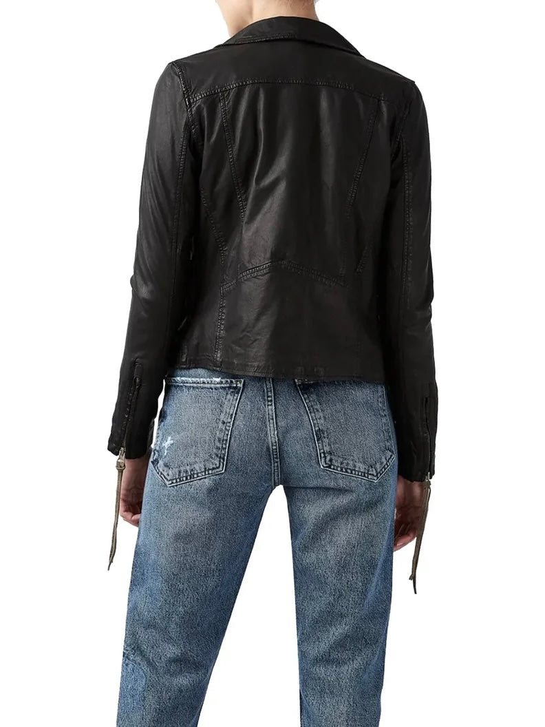 Studio Kin Grace Leather Biker Jacket-Black
