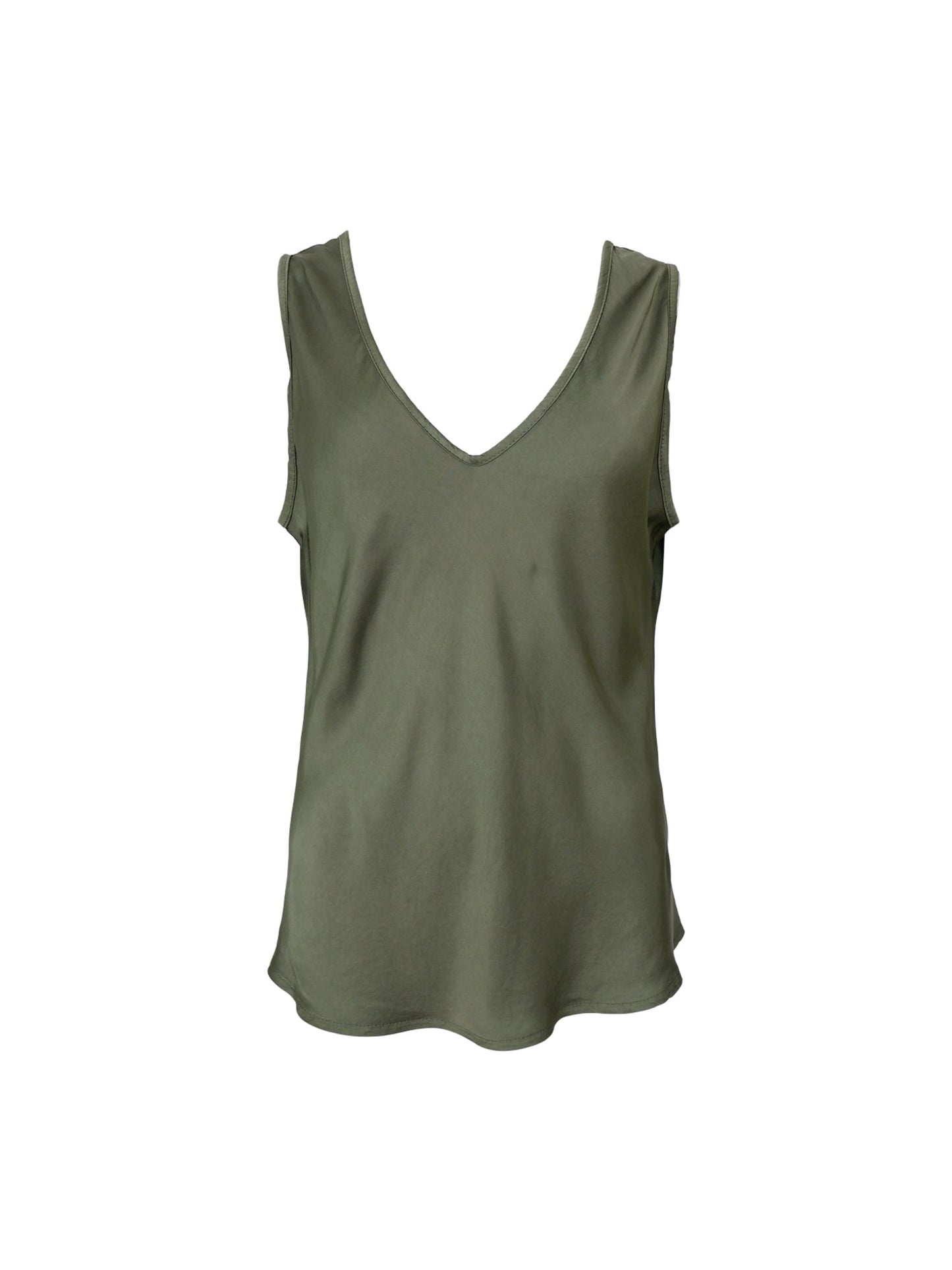 Black Colour Mabel Double V Neck Top- Army
