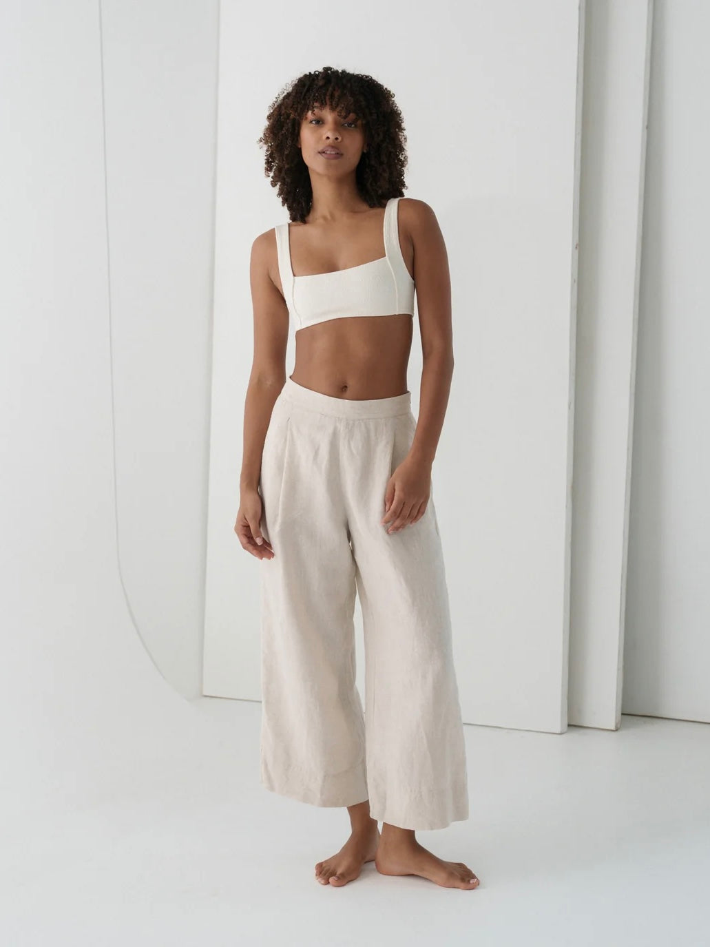 Lilly Pilly Ivy Linen Crop Pants-Oatmeal