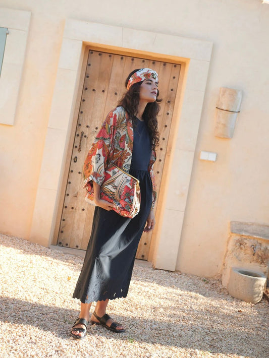 One Hundred Stars Fiesta Orange Kimono