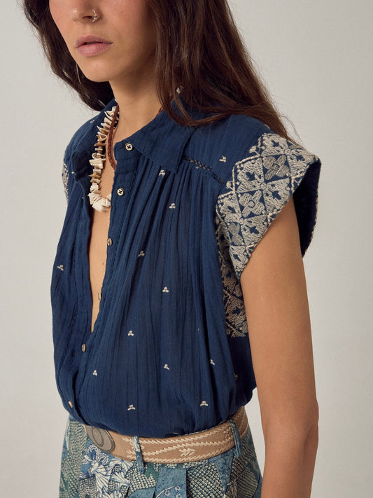 Maison Hotel Karina Sleeveless Shirt-Deep River