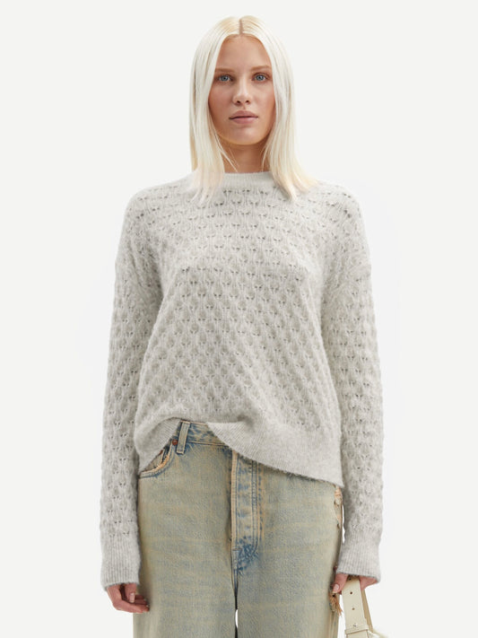 Samsoe Samsoe Saanour Pointelle Sweater White Melange