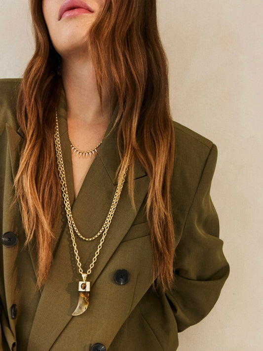 Talis Chains Shark Tooth Pendant Necklace-Watermelon Skin
