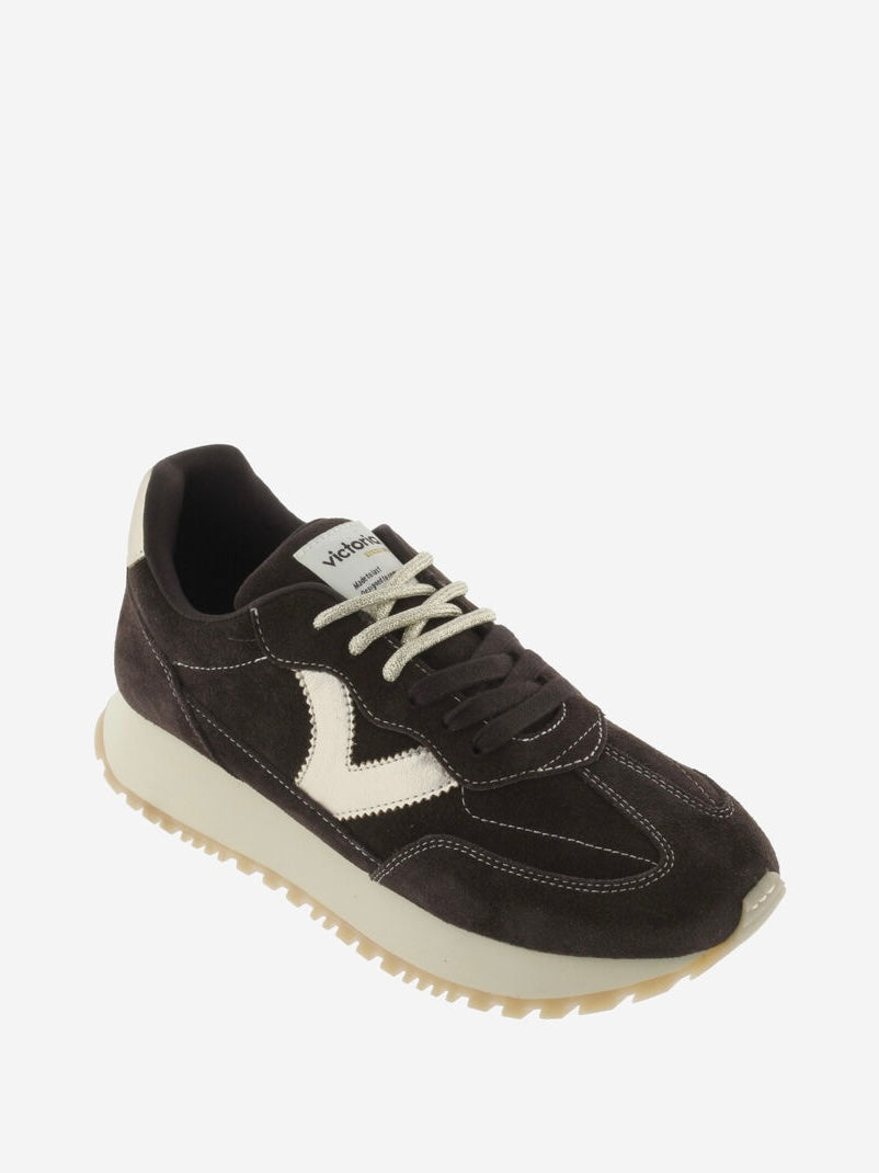 Victoria Viento Suede & Metallic Trainers-Brown