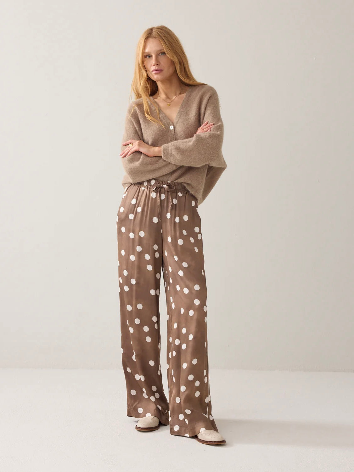 Summum Polka Dot Trousers-Beige