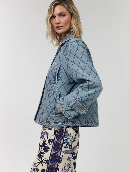 Lollys Laundry ViolaLL Quilted Jacket-Washed Denim