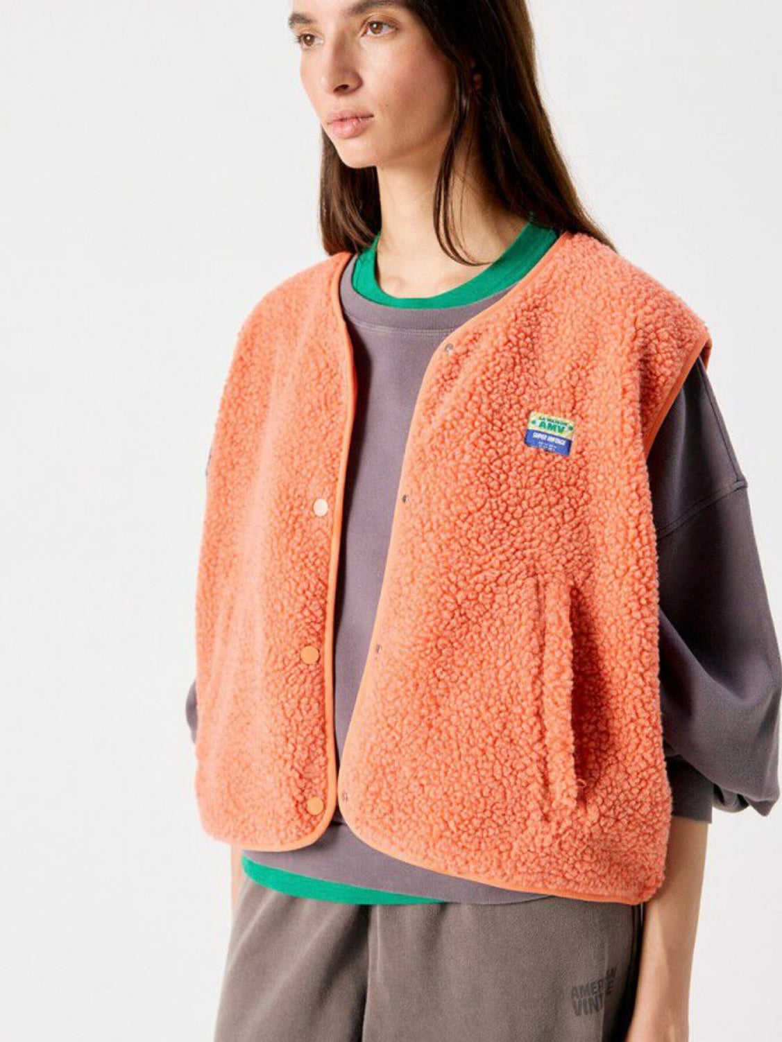 American Vintage Hoktown Fleece Gilet-Sunset Melange