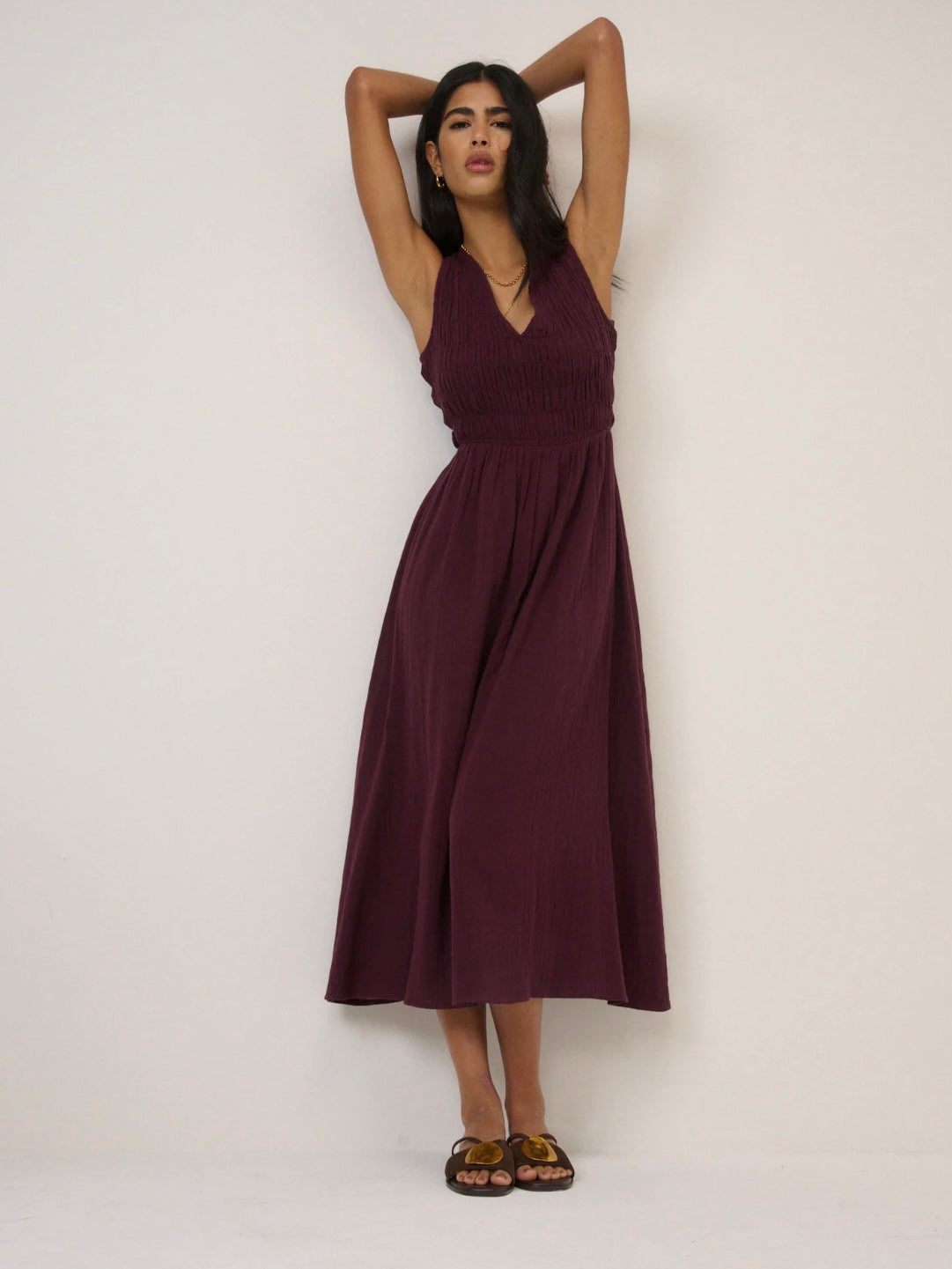 Nobody's Child Petite Sleeveless Audrey Midi Dress Plum