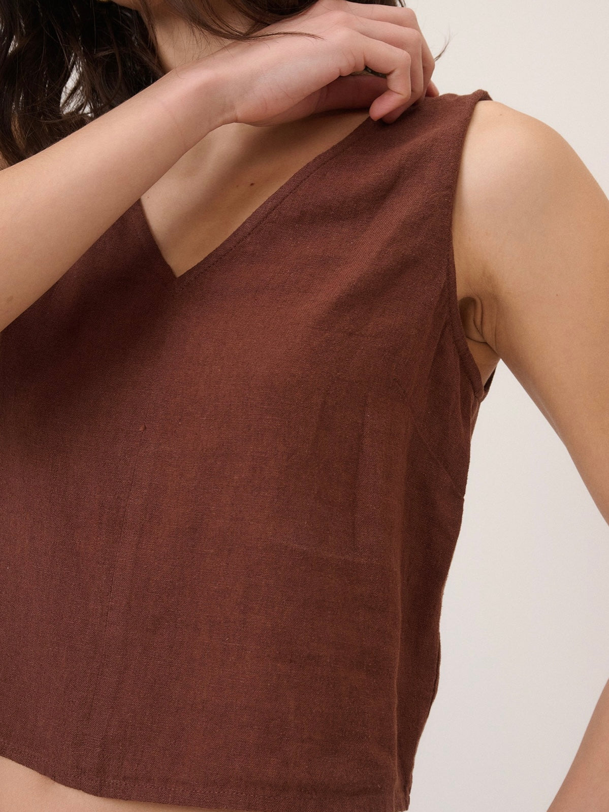 Nobody's Child Brown Linen Blend Top