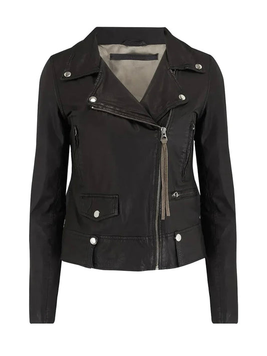 Studio Kin Grace Leather Biker Jacket-Black