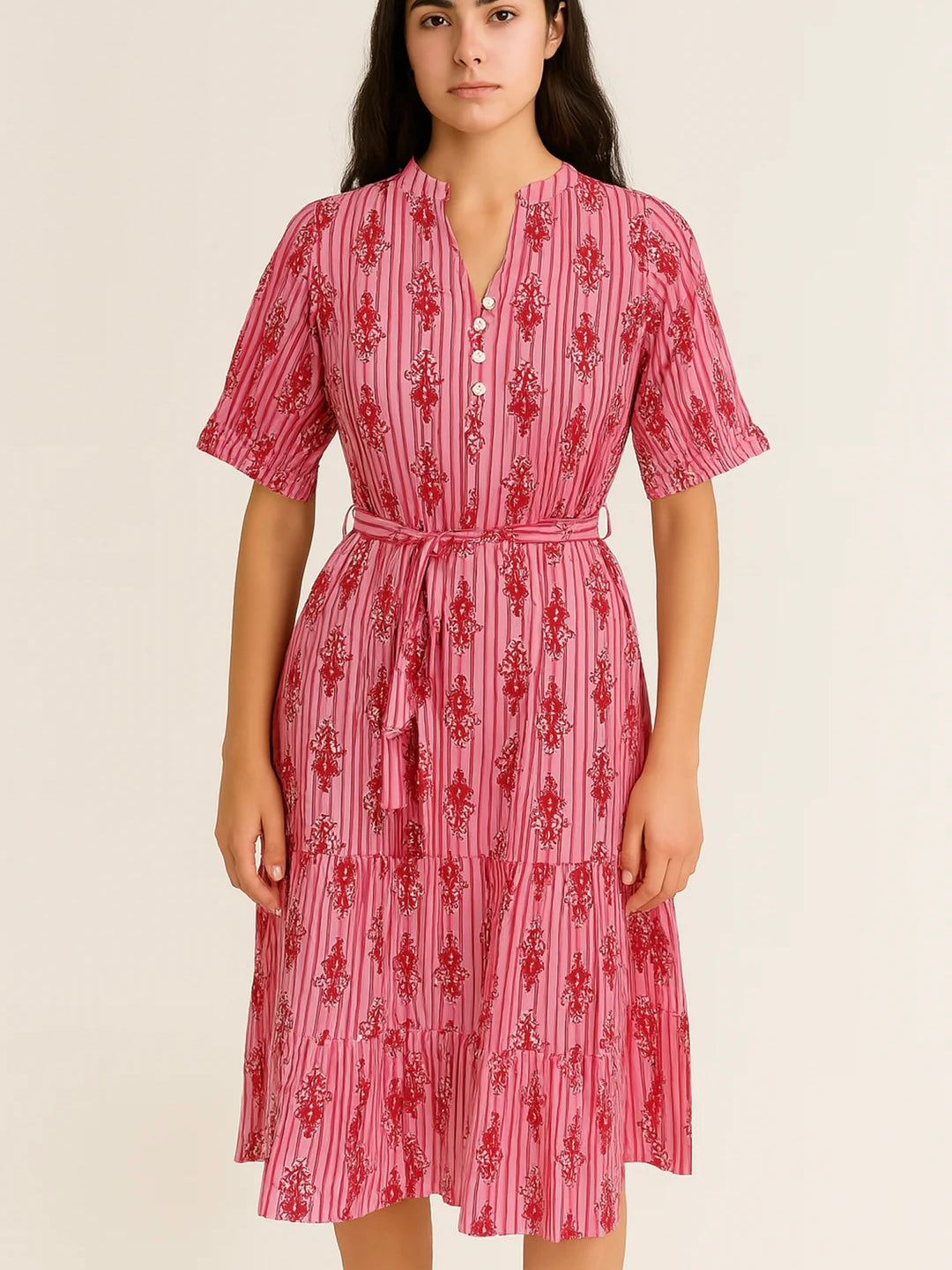 Handprint Dream Apparel Boulter Dress-Pink Stripe