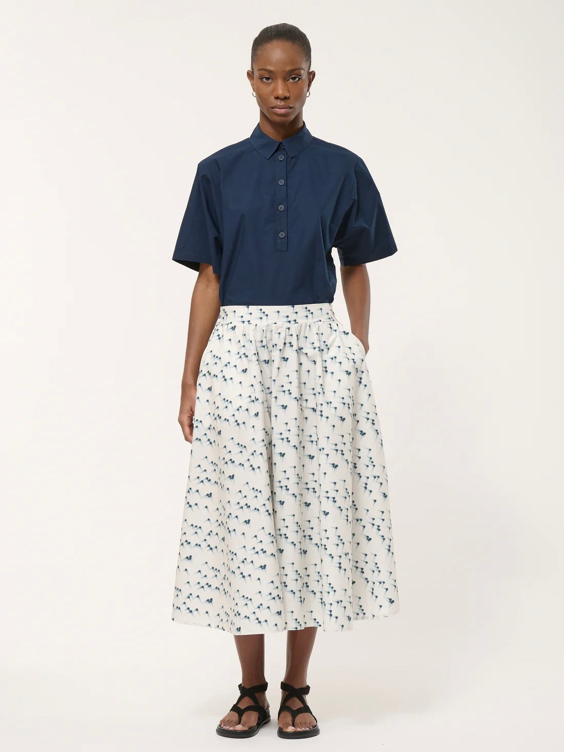 Humility Printed Cotton Poplin midi Skirt