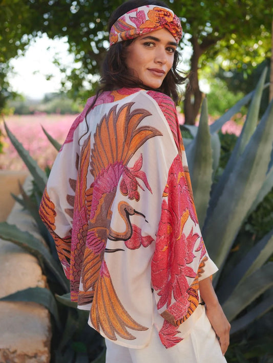 One Hundred Stars Crane Ecru Kimono