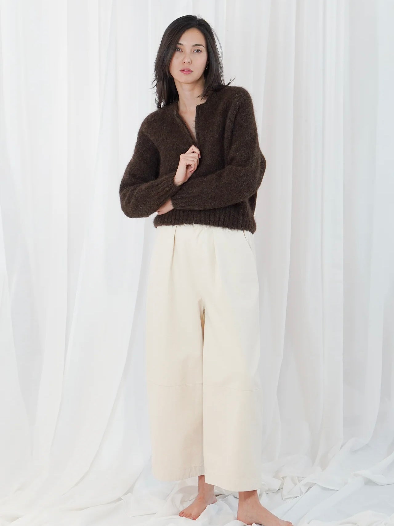TWNS Maevane Zip Up Cardigan-Chocolate